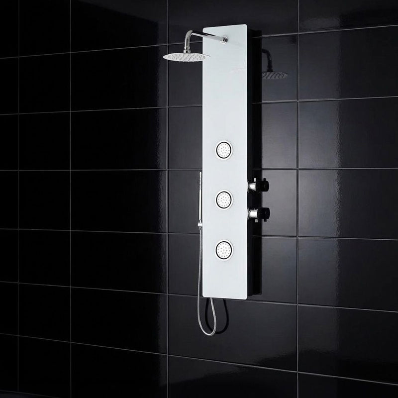MILANO | Luxe Rain Shower Panel 1400X210MM White Glass + Black  Made in China | 140400200211