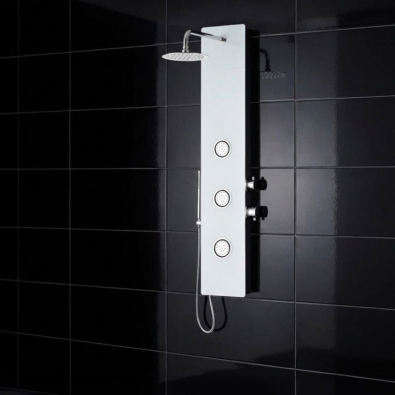 MILANO | Luxe Rain Shower Panel 1400X210MM White Glass + Black  Made in China | 140400200211
