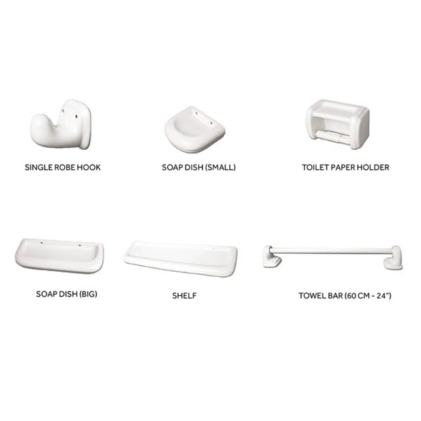 MILANO | Ceramic Bathroom Accessories 6 Pcs Set White - | 140400500088