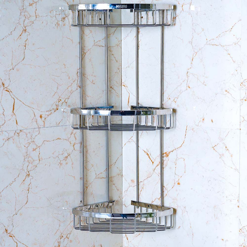 MILANO | Luxe Dora Ss Corner Three Layer  Basket | 140400500625