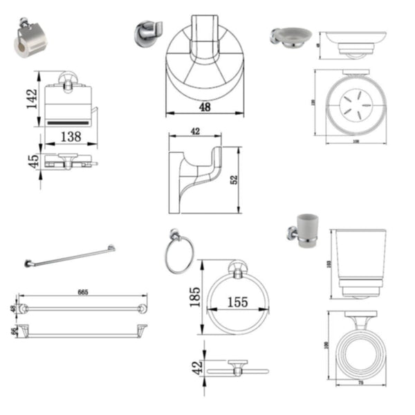 MILANO | Sally Bathroom Accs 6Pcs Set | 140400500813