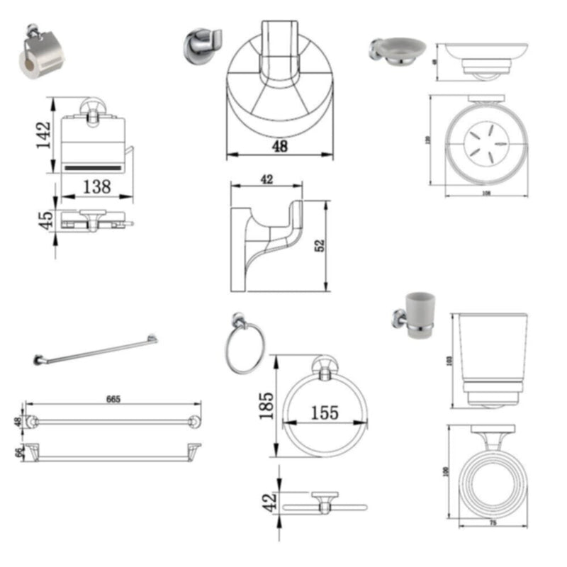 MILANO | Sally Bathroom Accs 6Pcs Set | 140400500813