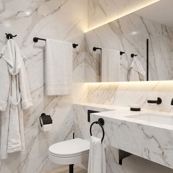 MILANO | Classic Bathroom Accs 1600-6 Pcs Gift Set Matt Black | 140400501039