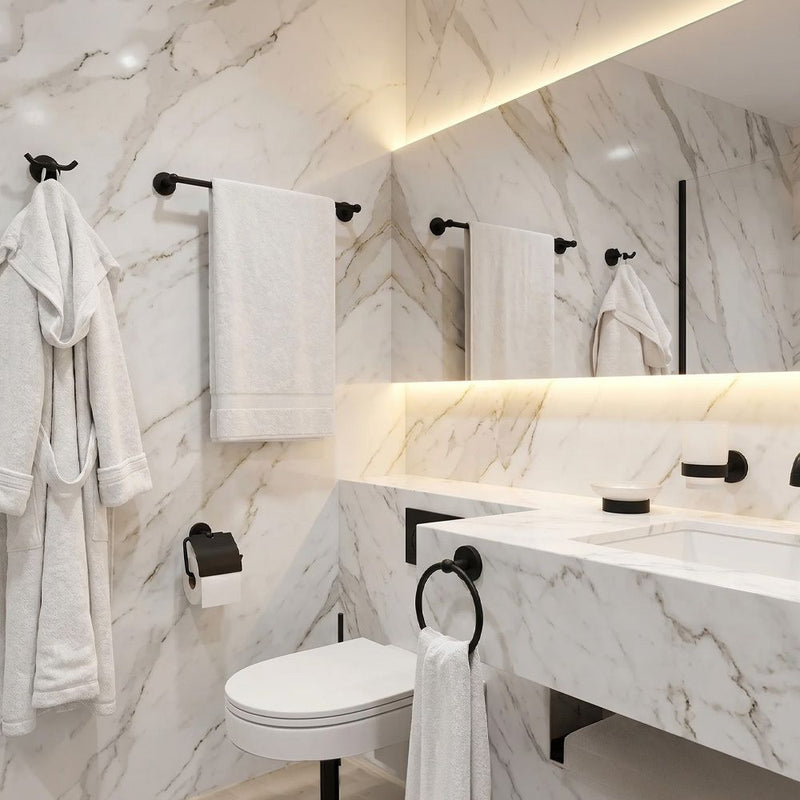 MILANO | Classic Bathroom Accs 1600-6 Pcs Gift Set Matt Black | 140400501039