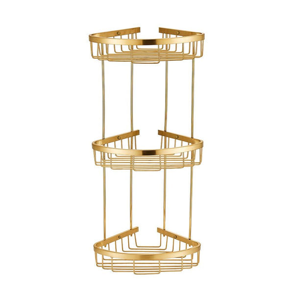 MILANO | Dora Ss Corner Three Layer Basket Matt Gold Made In China | 140400501090