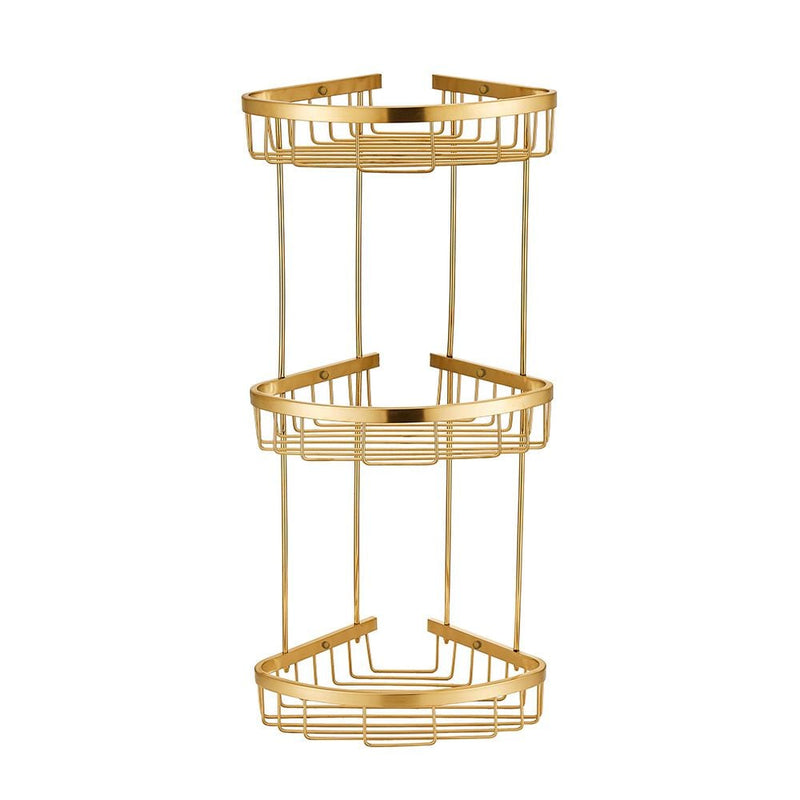 MILANO | Dora Ss Corner Three Layer Basket Matt Gold Made In China | 140400501090