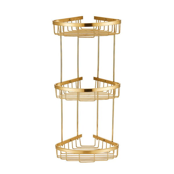 MILANO | Dora Ss Corner Three Layer Basket Matt Gold Made In China | 140400501090