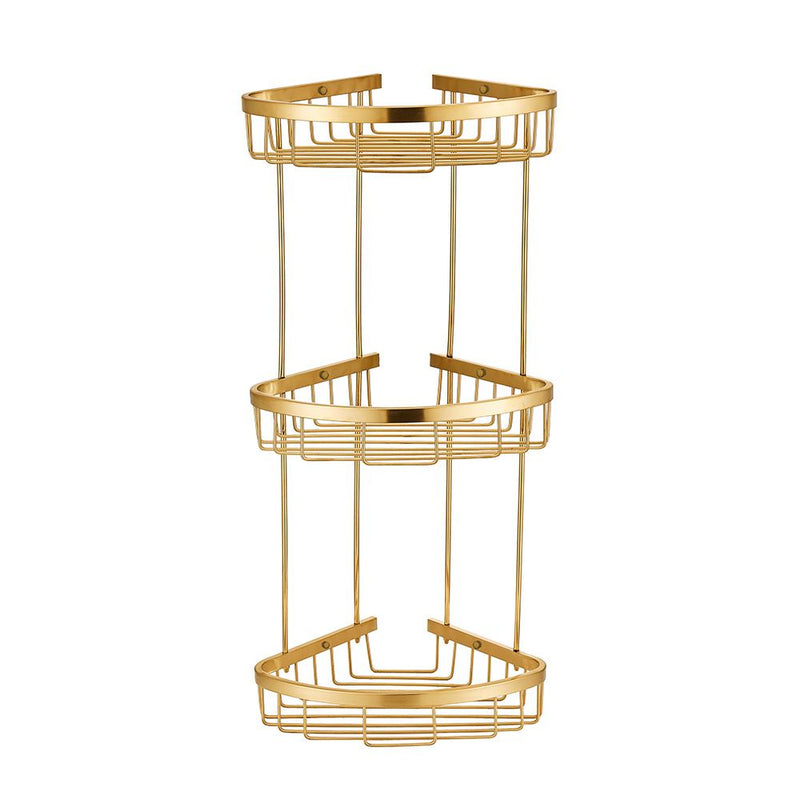 MILANO | Dora Ss Corner Three Layer Basket Matt Gold Made In China | 140400501090