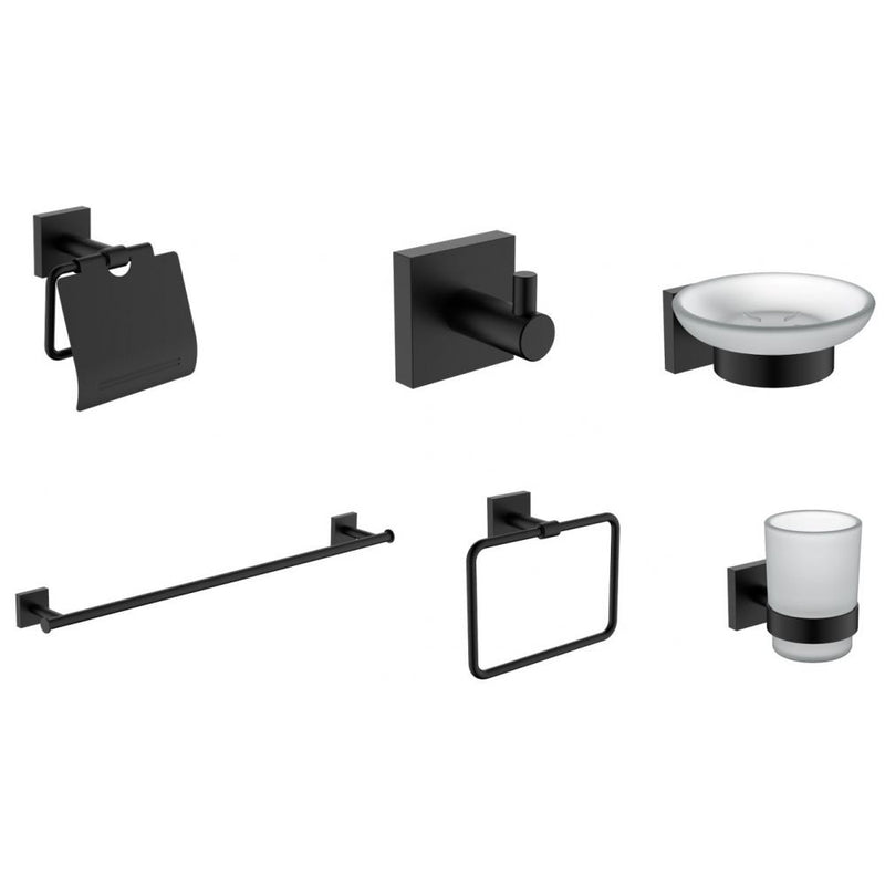 MILANO | Plus Andrea Bathroom Accs 6Pcs Gift Set Matt Blk | 140400501238