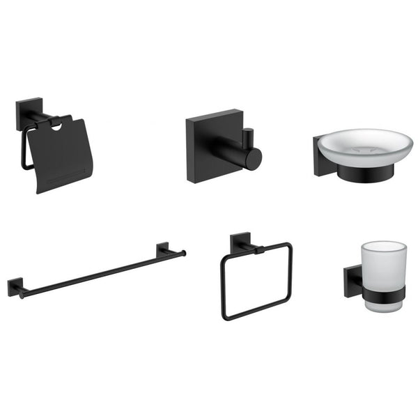 MILANO | Plus Andrea Bathroom Accs 6Pcs Gift Set Matt Blk | 140400501238
