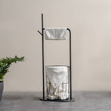 MILANO | Lace Floor Towel Bar With Basket Fh250101 Matt Black Made In China | 140404900451