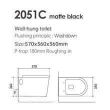 MILANO | Wall Hung Wc Model 2051C Matt Black | 140500100659
