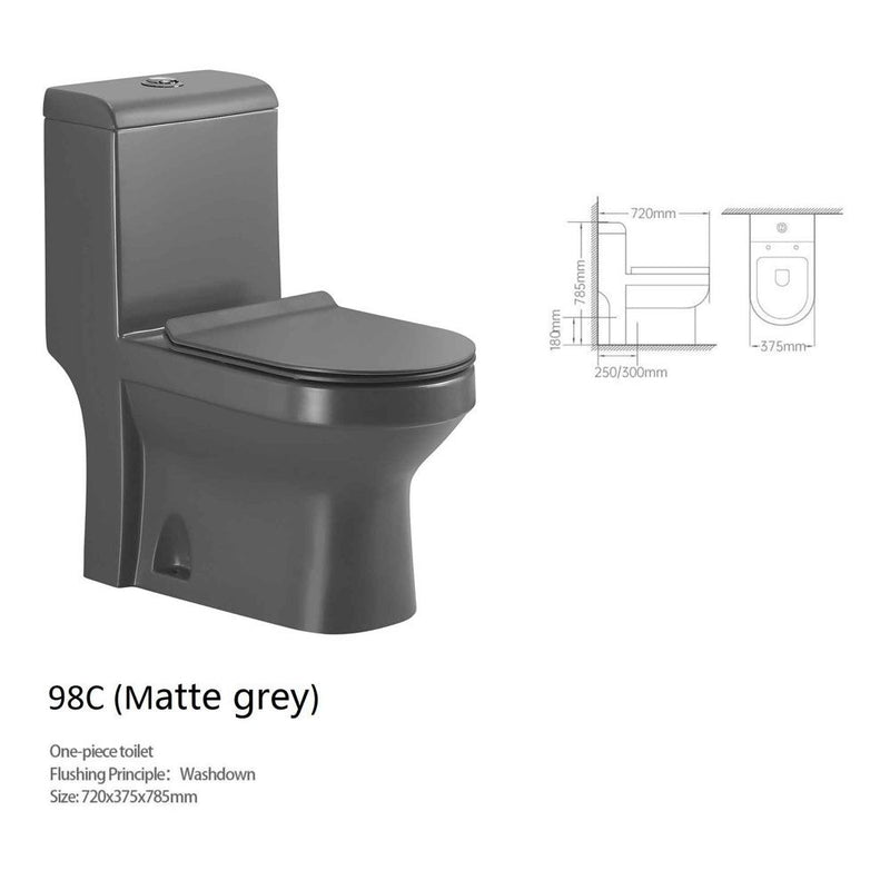 MILANO | One-piece WC S Trap Matte Grey | 140500100699