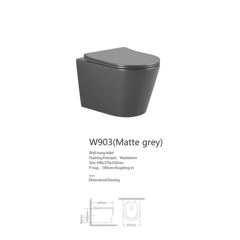 MILANO | Wall Hung Wc Pro Model W903 Matte Grey Rnd | 140500100708