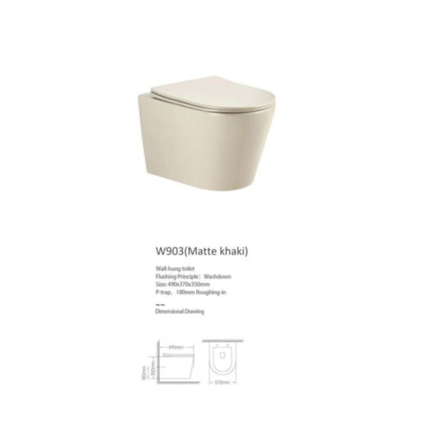 MILANO | Wall Hung Wc Pro Model W903 Matte Khaki Rnd | 140500100709