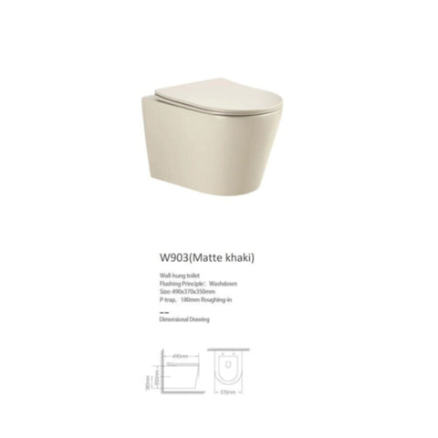 MILANO | Wall Hung Wc Pro Model W903 Matte Khaki Rnd | 140500100709