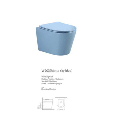 MILANO | Wall Hung Wc Pro Model W903 Matte Sky Blue Rnd | 140500100710
