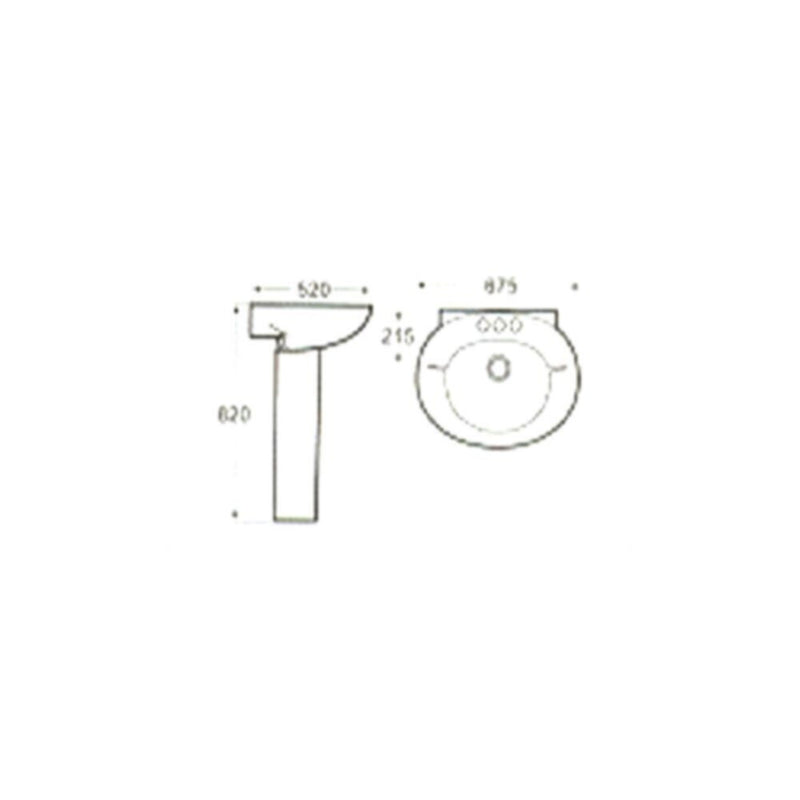 MILANO | American Model Kn-418 Wash Basin With Ped White | 140500200002