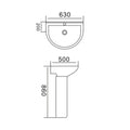 MILANO | Wash Basin W/Pedestal 189 -R White | 140500201135