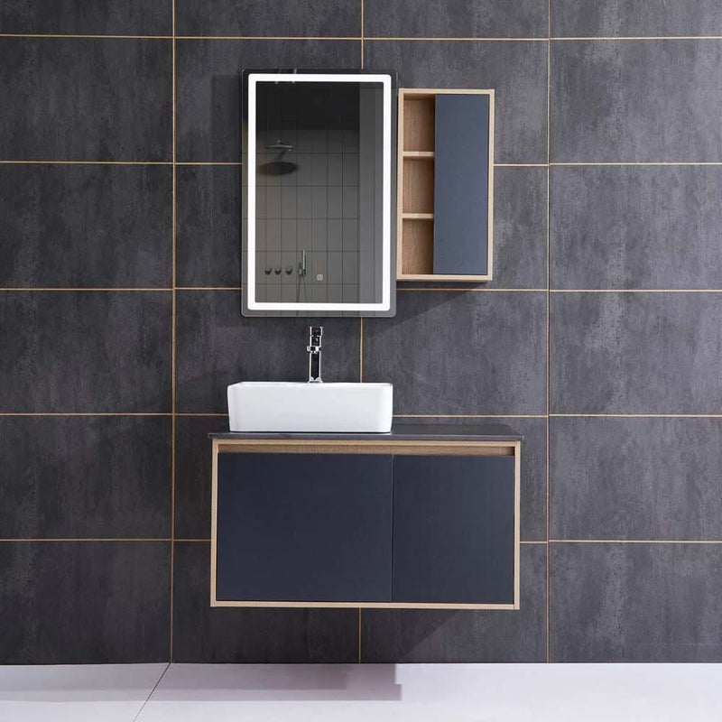 MILANO | Queen Vanity with Mirror & LED Slide Cabinet | 140500201175