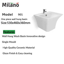 MILANO | Wall Hung Single Mould Wash Basin 901 | 140500201289