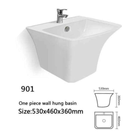 MILANO | Wall Hung Single Mould Wash Basin 901 | 140500201289