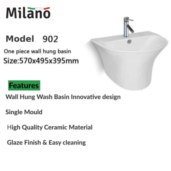 MILANO | Wall Hung Wash Basin 902 | 140500201290