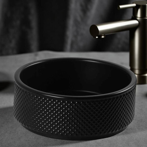 MILANO | Ceramic Art Basin Including Pop Cover Black 425x425x160 cm | 140500201297