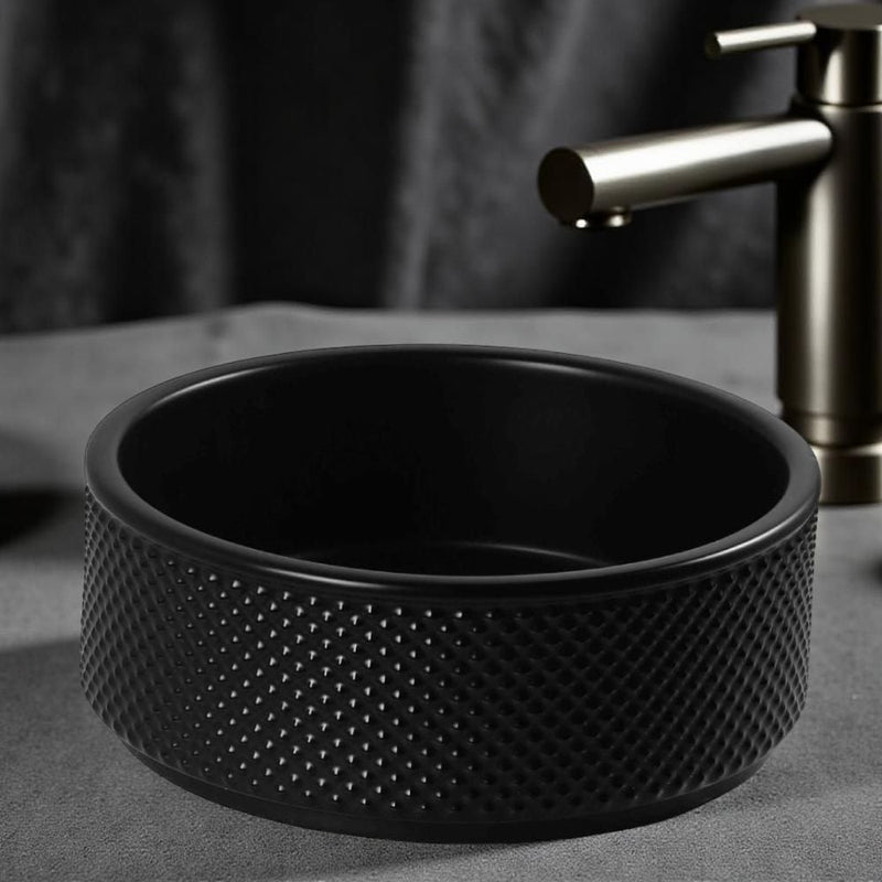 MILANO | Ceramic Art Basin Including Pop Cover Black 425x425x160 cm | 140500201297