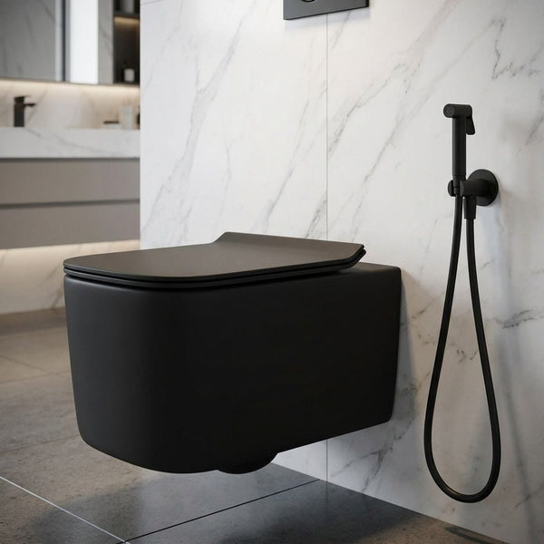 MILANO | Plus Wc Wallhung Rimless Uf Cover P Trap 180Mm H832B Matt Black | 140502201372