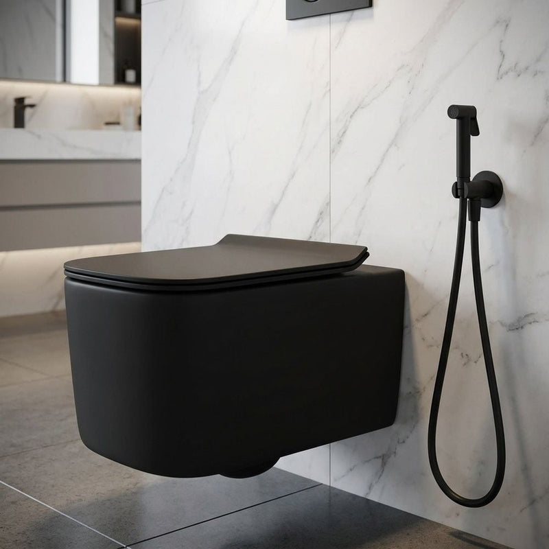 MILANO | Plus Wc Wallhung Rimless Uf Cover P Trap 180Mm H832B Matt Black | 140502201372