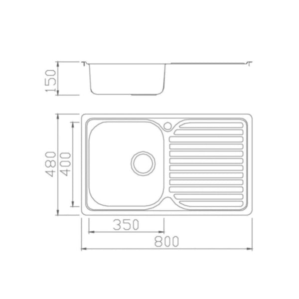 MILANO | Kitchen Sink Bl-834B - 800X480X160 Mm - Inset | 140700100044