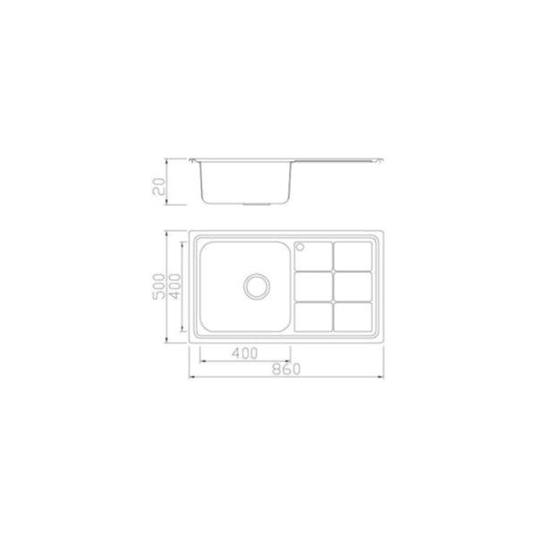 MILANO | SS Kitchen Sink Bl-890 High Grade Inset Sb/Sd - Milano | 140700100060