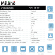 MILANO | Vertical Electric Water Heater - 50 L | 140900200028