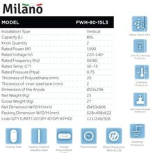 MILANO | Electric Water Heater Vertical -80Ltr | 140900200029