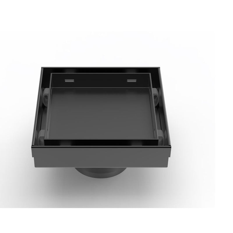 MILANO | Concealed Floor Drain Matt Black 15x15 cm | 141400100540