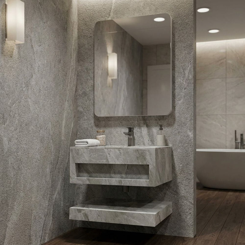 MILANO | Sintered Stone Vanity With Mirror 600x500x250 Model N6029 3 Ctns Set | 142400101275