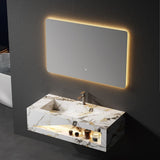 MILANO | Plus Krystal Vanity with Sensor Light & Basin Wall-Mounted Modern Bathroom Sink Unit with LED Lighting & Storage Drawers L80 x W50 x H30 cm White | 142400101286