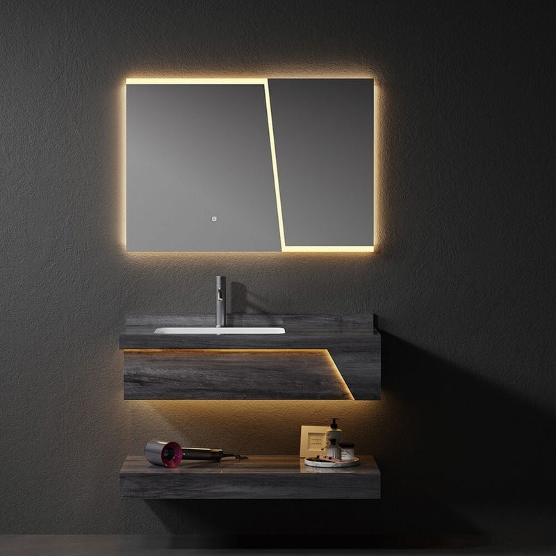 MILANO | Plus Arabella Vanity Body with Sensor Light & Seamless Basin| Modern Wall-Hung Bathroom Sink Unit with LED Lighting & Storage L80 x W50 x H25 cm | 142400101287