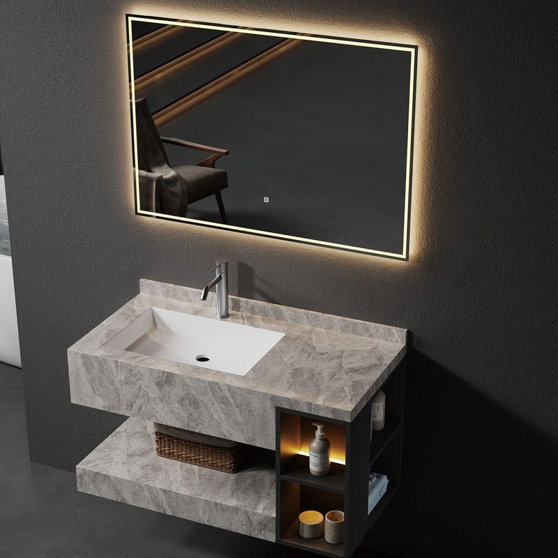 MILANO | Plus Corina Vanity with Sensor Light & Seamless Basin - 100x50x20 cm Gray | 142400101288