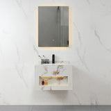 MILANO | Plus Aria Vanity with Sensor Light & Seamless Basin Modern Wall-Mounted Bathroom Sink Unit with Storage & LED Lighting 60x50 cm | 142400101289