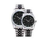 Galaxy Ocean Eagle Time Stainless Steel Date and Water Resistance Couple Watch Set - Silver and Black | JPM0492