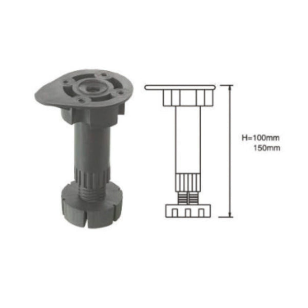 DANUBE | Pvc Adjustable Leg 95-125 Mm Black | 150400500015