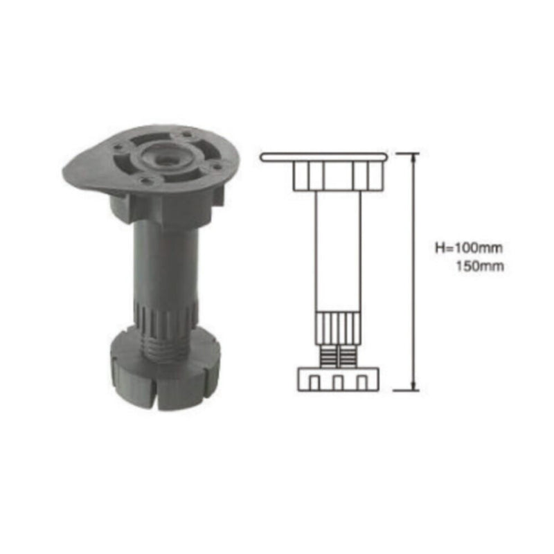 DANUBE | Pvc Adjustable Leg 95-125 Mm Black | 150400500015