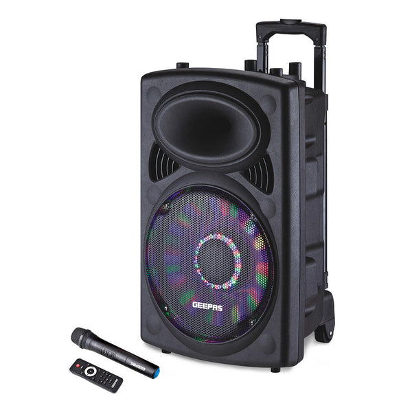 GEEPAS | Rechargeable Trolley Speaker 40000W PMPO Powerful Sound 12" Woofer | GMS8519