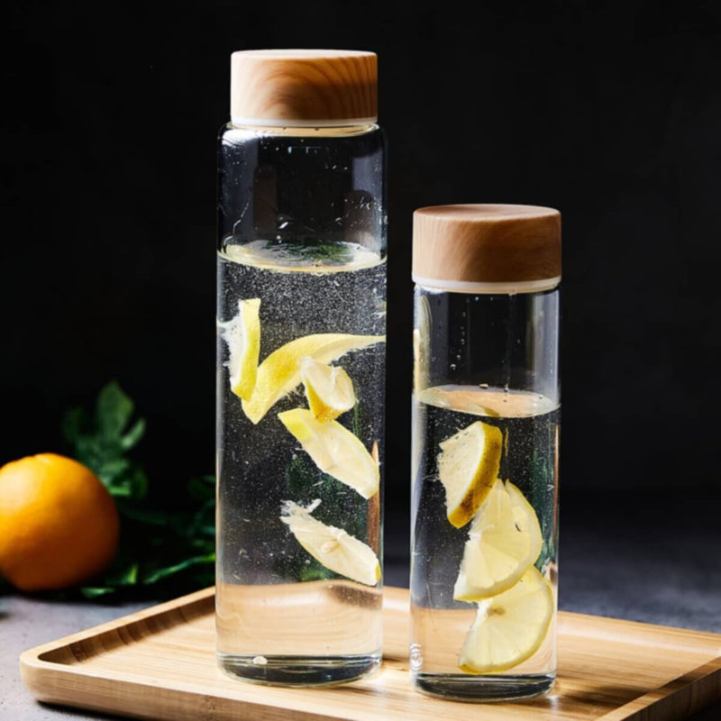 HOMEBOX | Coolers Borosilicate Bottle with Wooden Finish Lid - 500 ml | 162459238