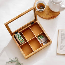 HOMEBOX | Wooden 6-Compartment Tea Bag Holder - 24x10.5x6.5 cm | 163446718