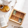 HOMEBOX | Wooden 6-Compartment Tea Bag Holder - 24x10.5x6.5 cm | 163446718