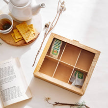 HOMEBOX | Wooden 6-Compartment Tea Bag Holder - 24x10.5x6.5 cm | 163446718