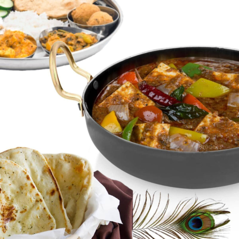 HOMEBOX | Ferric Wrought Iron Flat Bottom Wok - 24 cm | 163909392